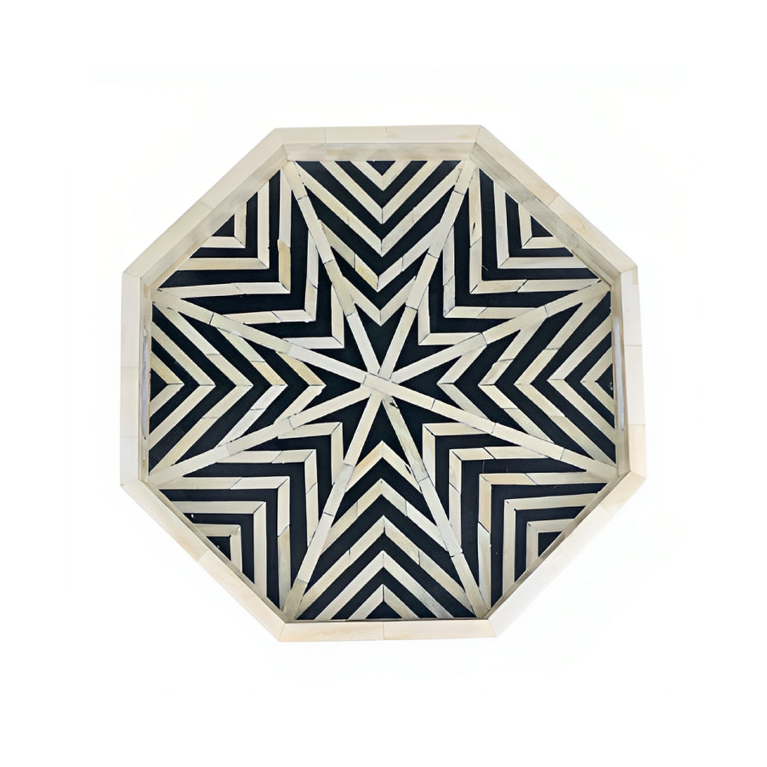 Handmade Customized Bone Inlay Octagonal Serving Tray