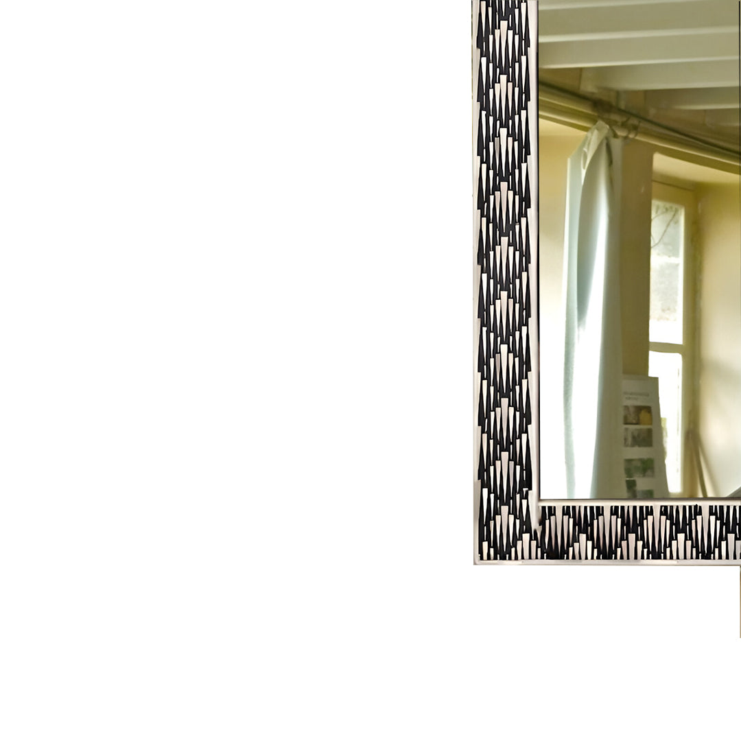 Handmade Bone Inlay Mirror Frame Kitkat Pettren with Complimentary Mirror