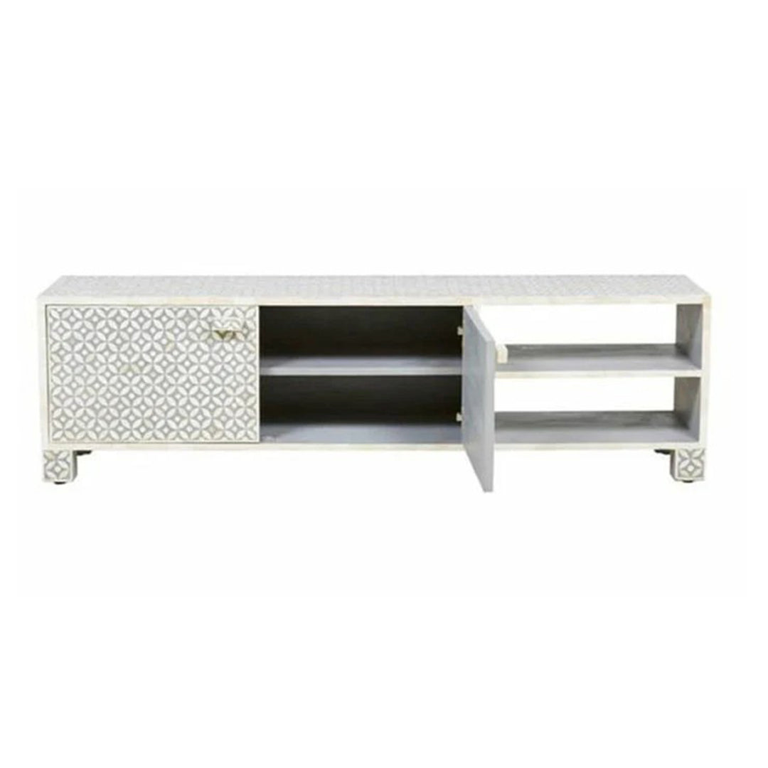 Handmade Bone Inlay Tv Unit- Star-eye Pattern/ 2 Doors & 2 Shelves