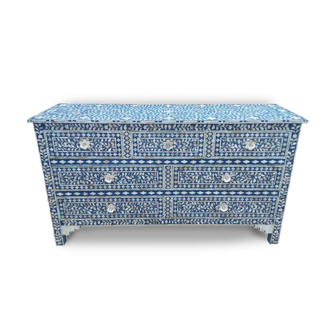 HANDMADE MOTHER OF PEARL INLAY 7 CHEST OF DRAWER