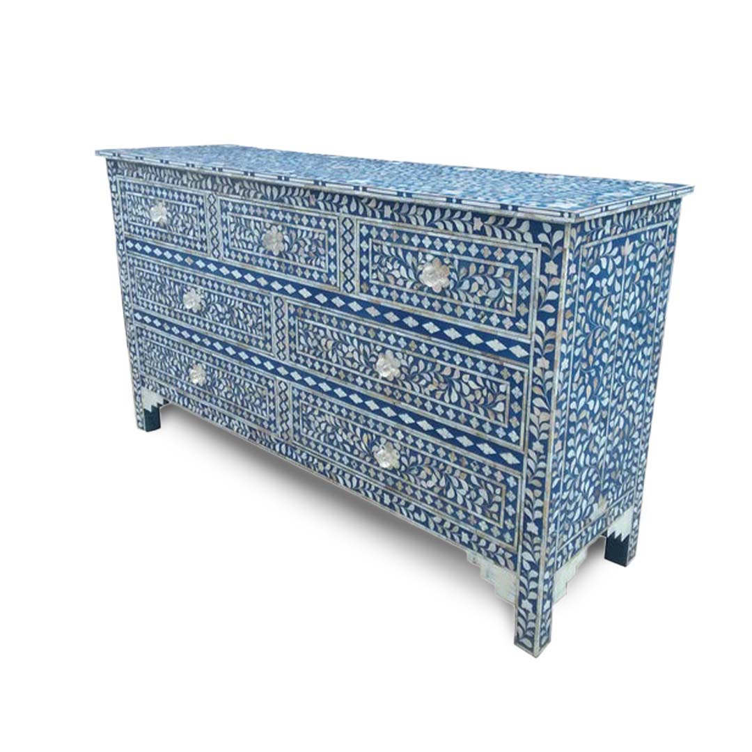 HANDMADE MOTHER OF PEARL INLAY 7 CHEST OF DRAWER