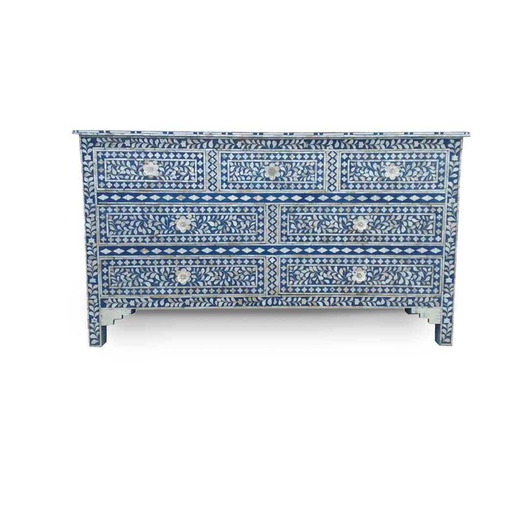HANDMADE MOTHER OF PEARL INLAY 7 CHEST OF DRAWER