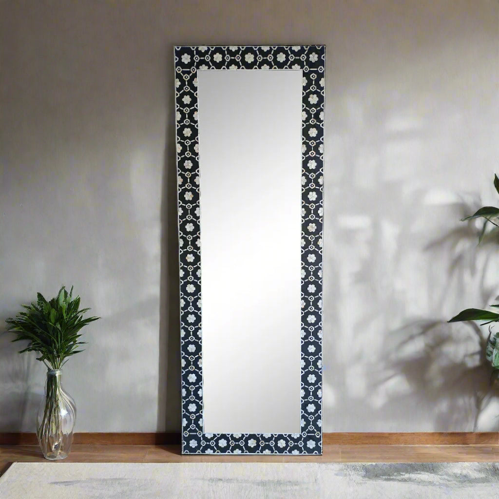 Beautiful Handmade Customized Bone Inlay Rectangular Tall Mirror Frame
