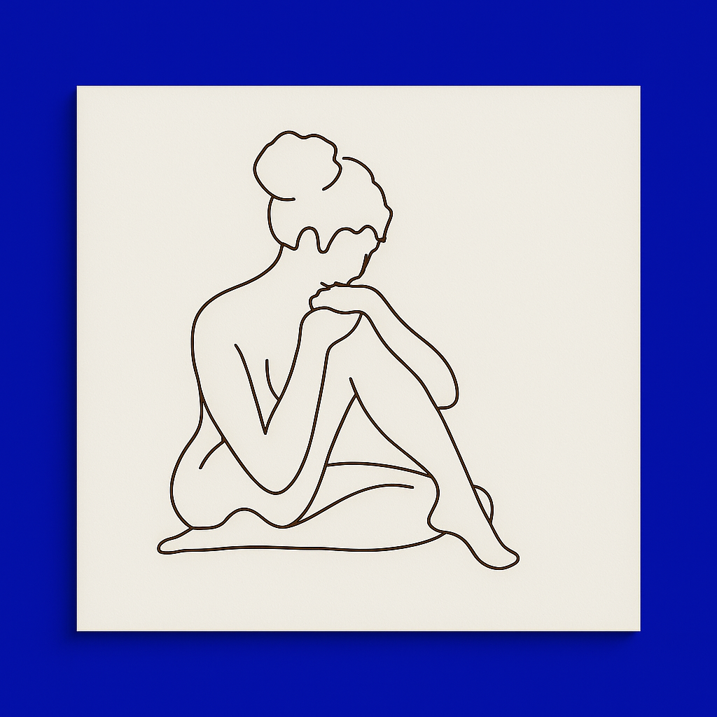 Minimalist Seated Lady – Marble Inlay Wall Art by Bone Inlay Arts