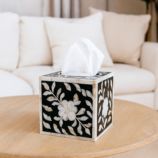 Handmade Customized Mother of Pearl Square Shape Tissue Box