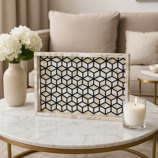 Mother of Pearl Tray – Handmade Rectangular Serving Tray for Home & Gifts