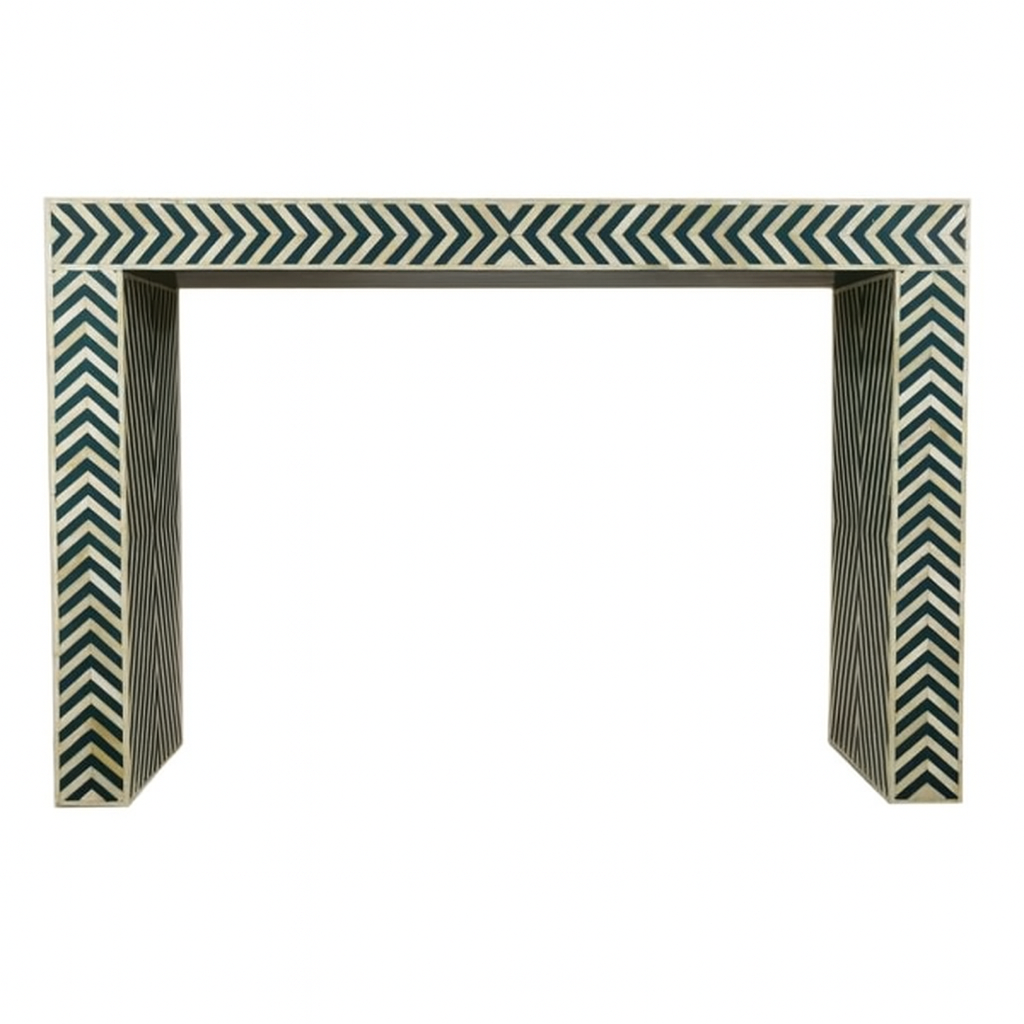 Handmade Customized Bone Inlay Chevron Pattern Console