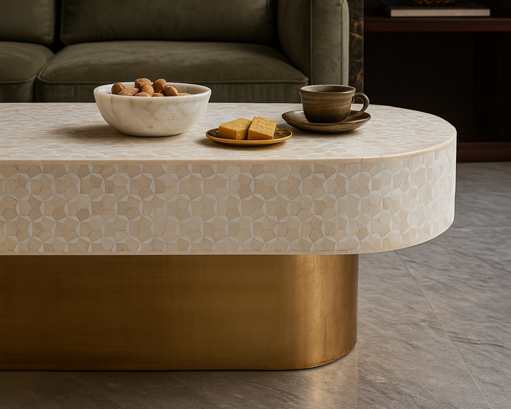 Customized Bone Inlay Coffee Table Handmade Center Table