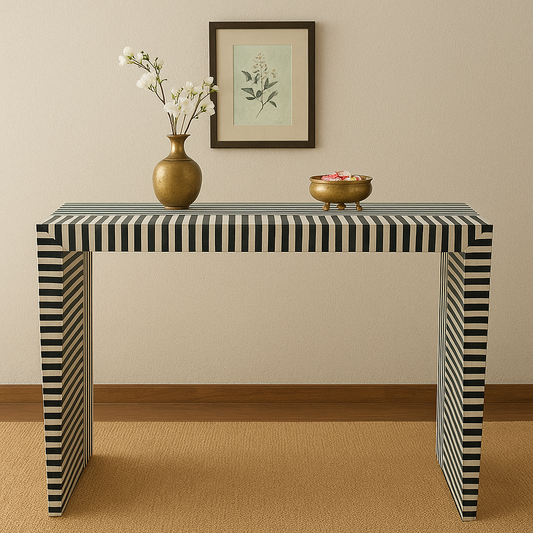 Handmade Customized Bone Inlay Zebra Pattern Console Table