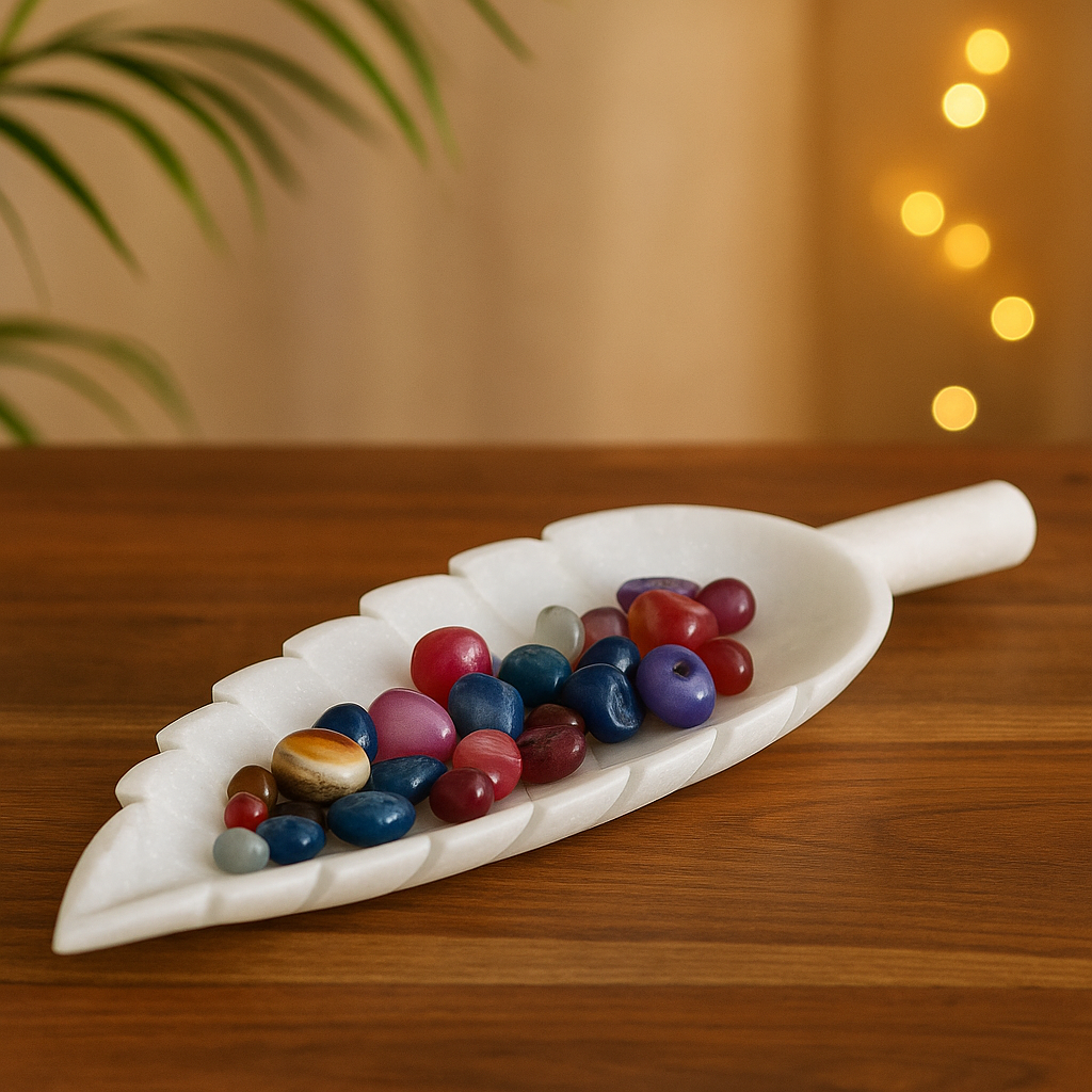Decorative Marble Leaf Stylel, fruit bowl, handcarved white marble Bowl, Natural Stone bowl