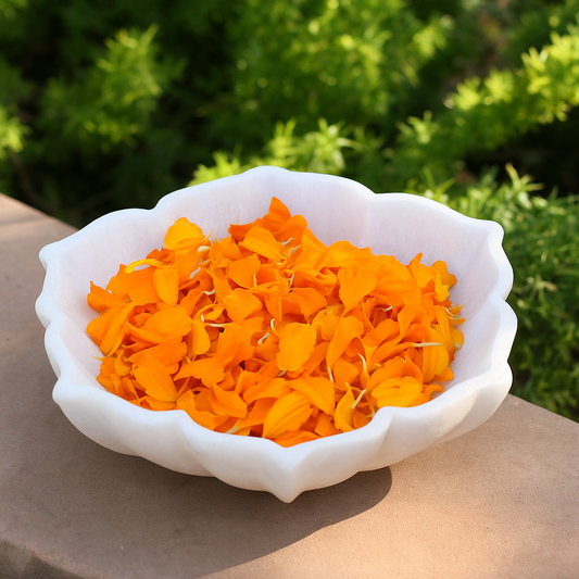 Hand-Carved Marble Flower Bowl – 9-Inch Decorative Candle Holder for Elegant Home Decor