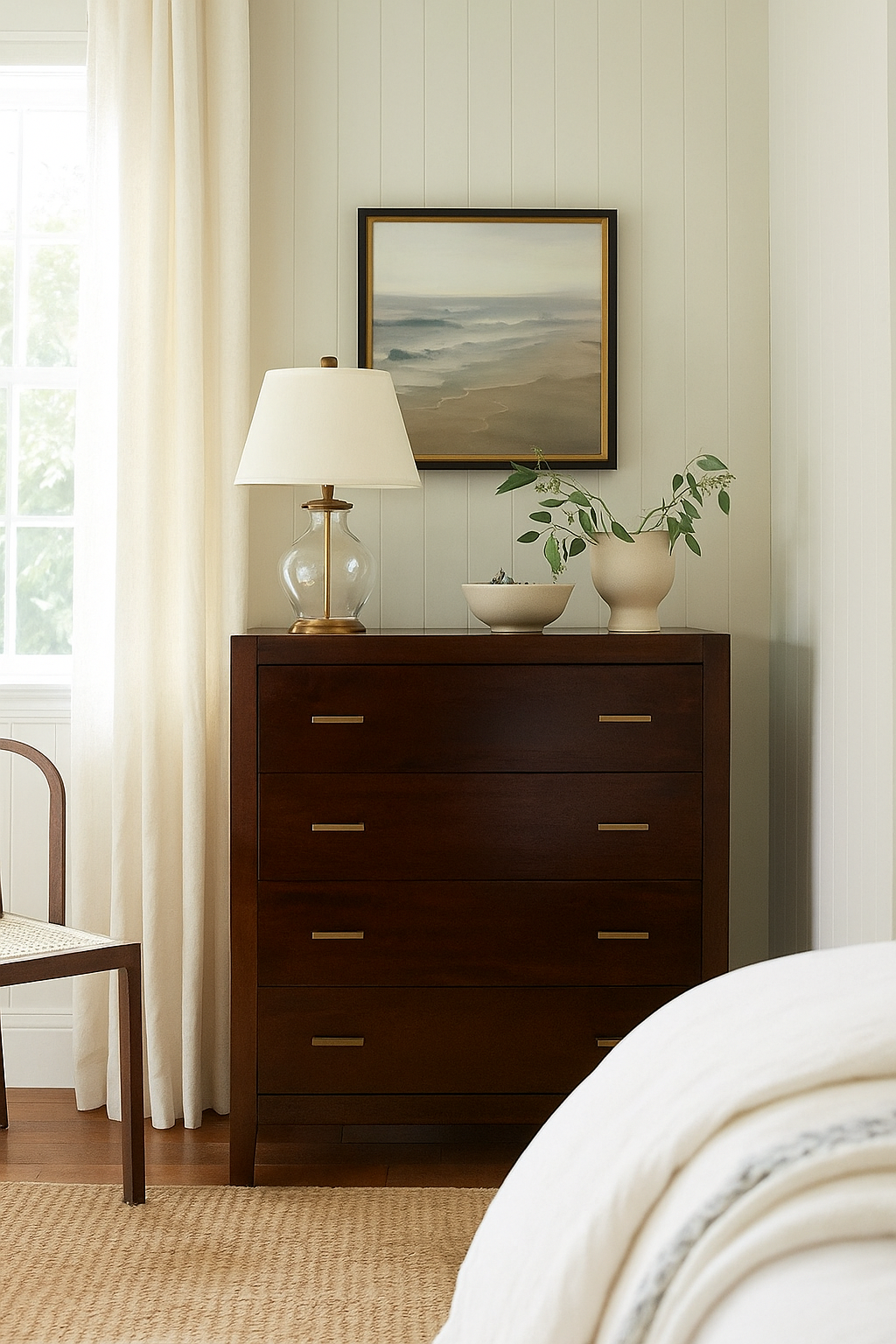 Solid Wood 4-Drawer Chest – Rich Walnut Finish | 46W x 91L x 102H cm