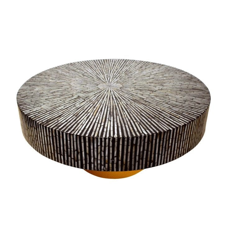 Geometric Handmade Mother of Pearl Coffee Table- Black