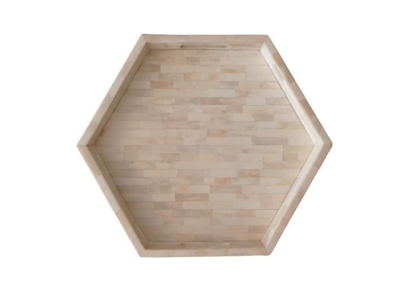 Handmade Customized Bone Inlay Hexagonal Serving Tray