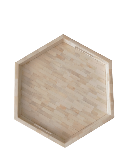 Handmade Customized Bone Inlay Hexagonal Serving Tray
