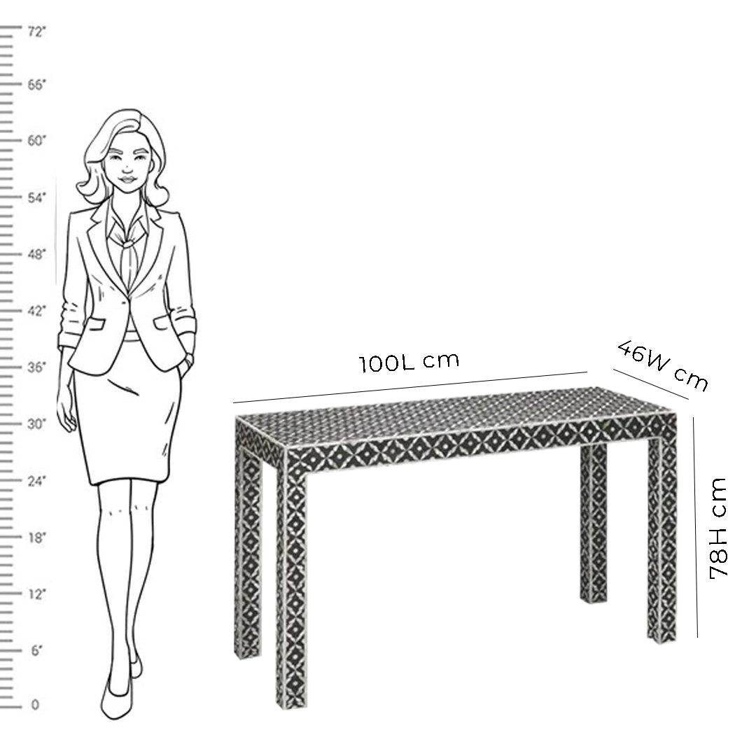 Black Mother of Pearl Vintage Antique Console Table for Home & Living