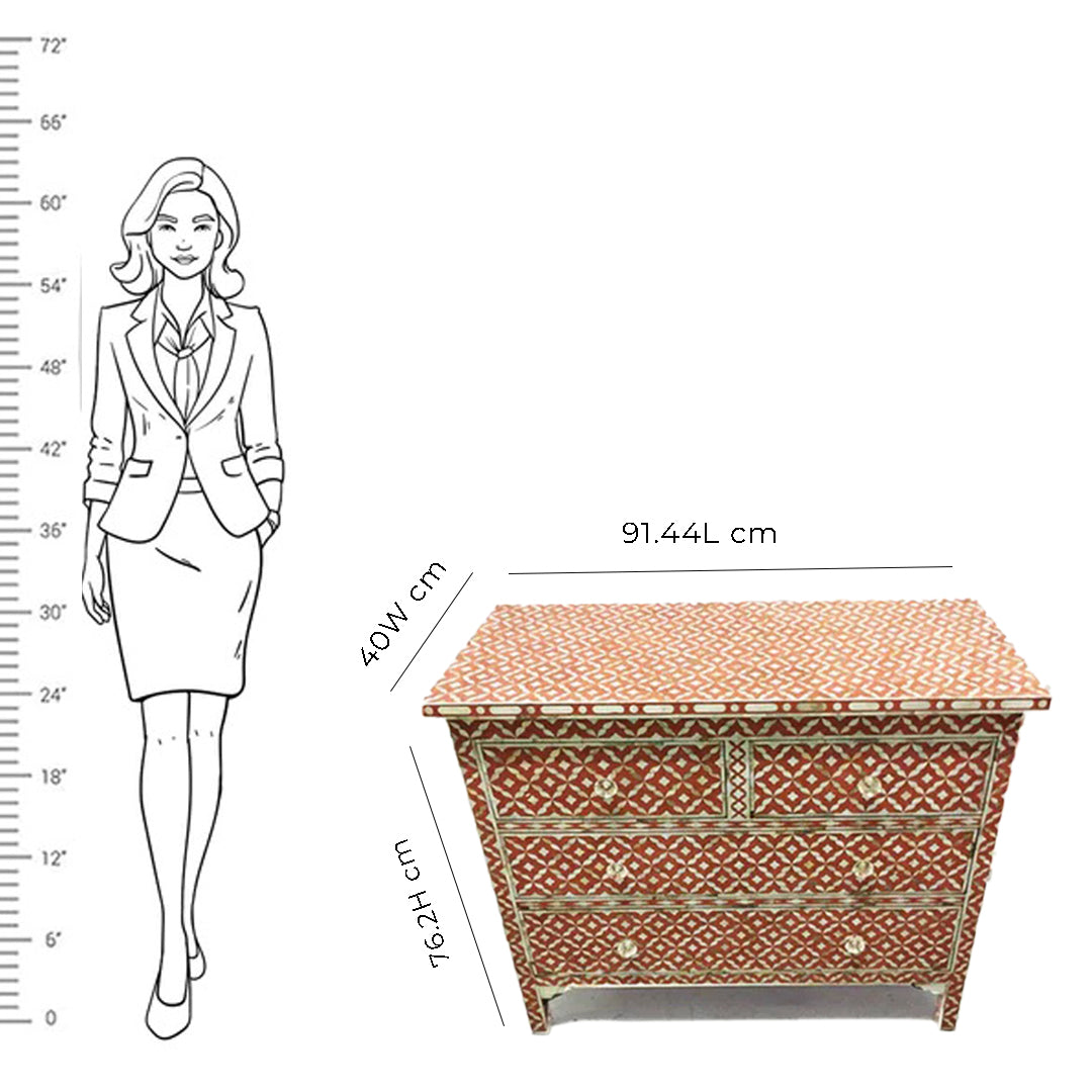 Mother Of Pearl Inlay Chest of 4 Drawers