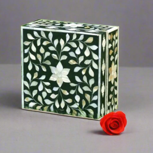 Customized Handmade  Mother of Pearl Floral Pattern Jewelry Box