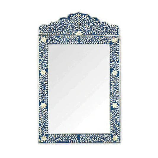 Bone Inlay Blue Floral Mirror Frames with Complimentary Mirror with Complimentary Mirror