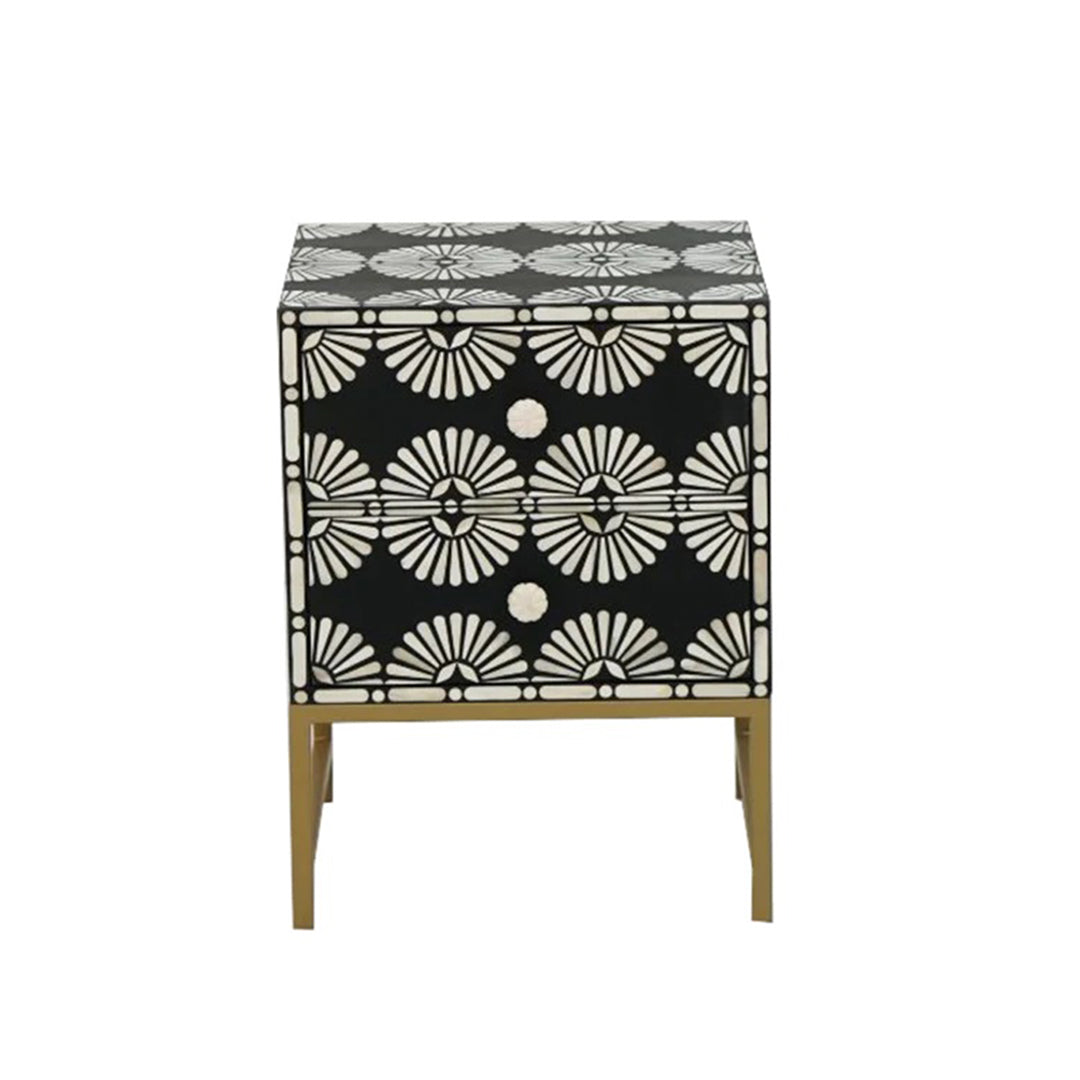 Handmade Customized Bone Inlay Two Drawer Bedside Table Best For Home And Office