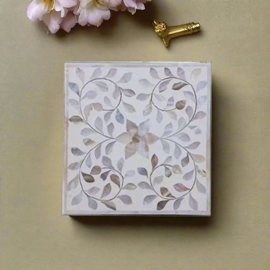 White mother of pearl vintage personalized jewelry box for women