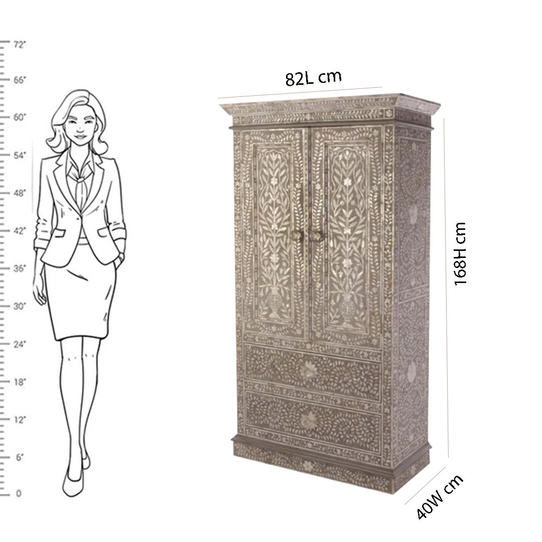 Mother Of Pearl Wardrobe - Floral/ Grey