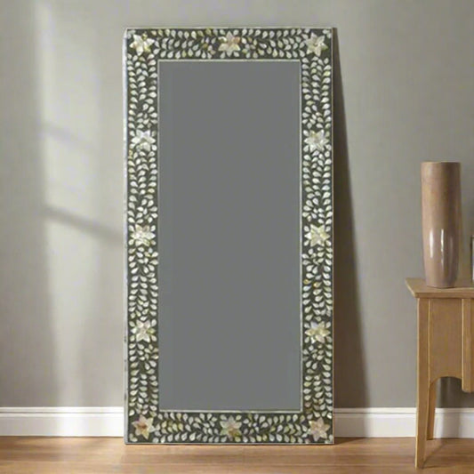 Charcoal black mother of pearl vintage antique mirror frames for home