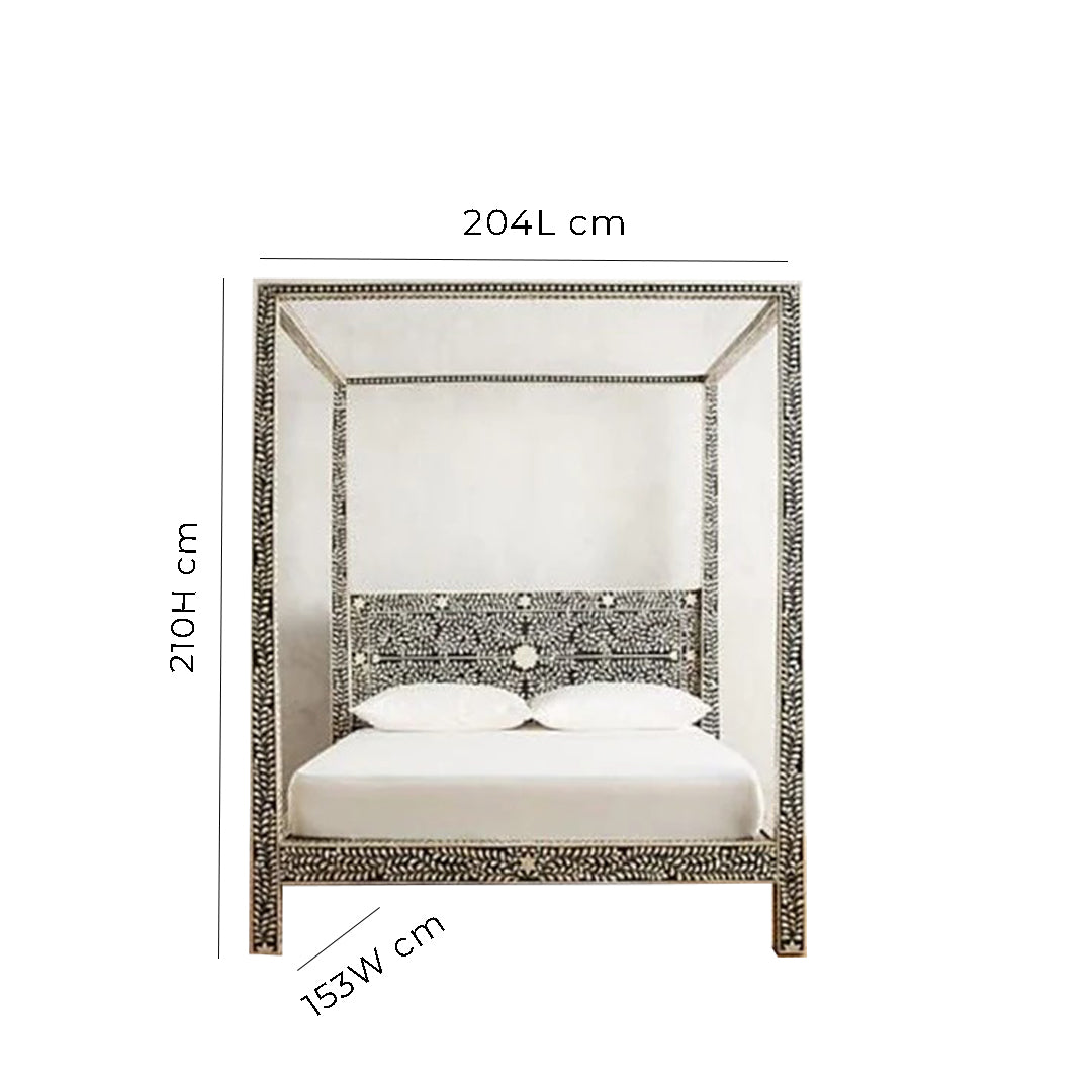 Bone Inlay Four Poster Bed head