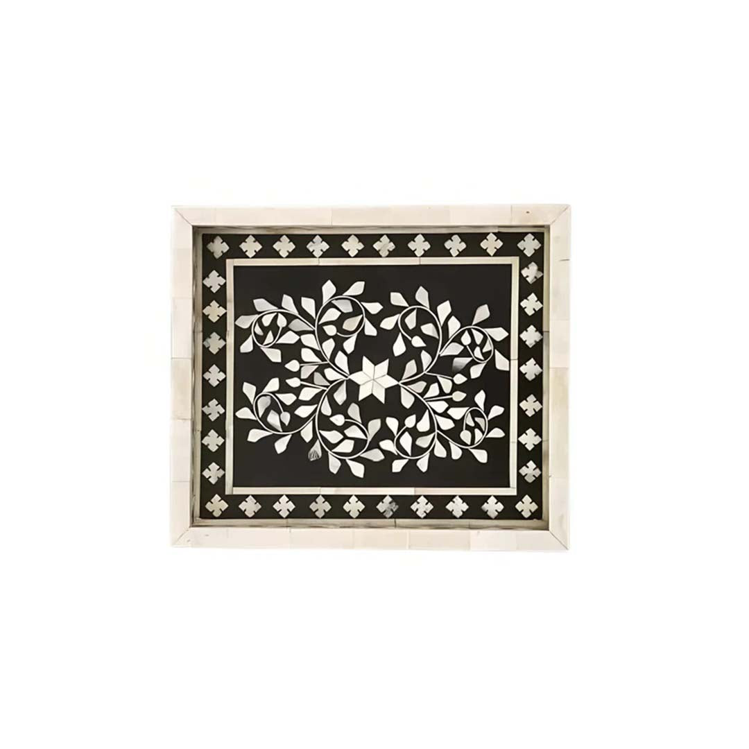 Handmade Customized Rectangular Shape Bone Inlay Serving Tray