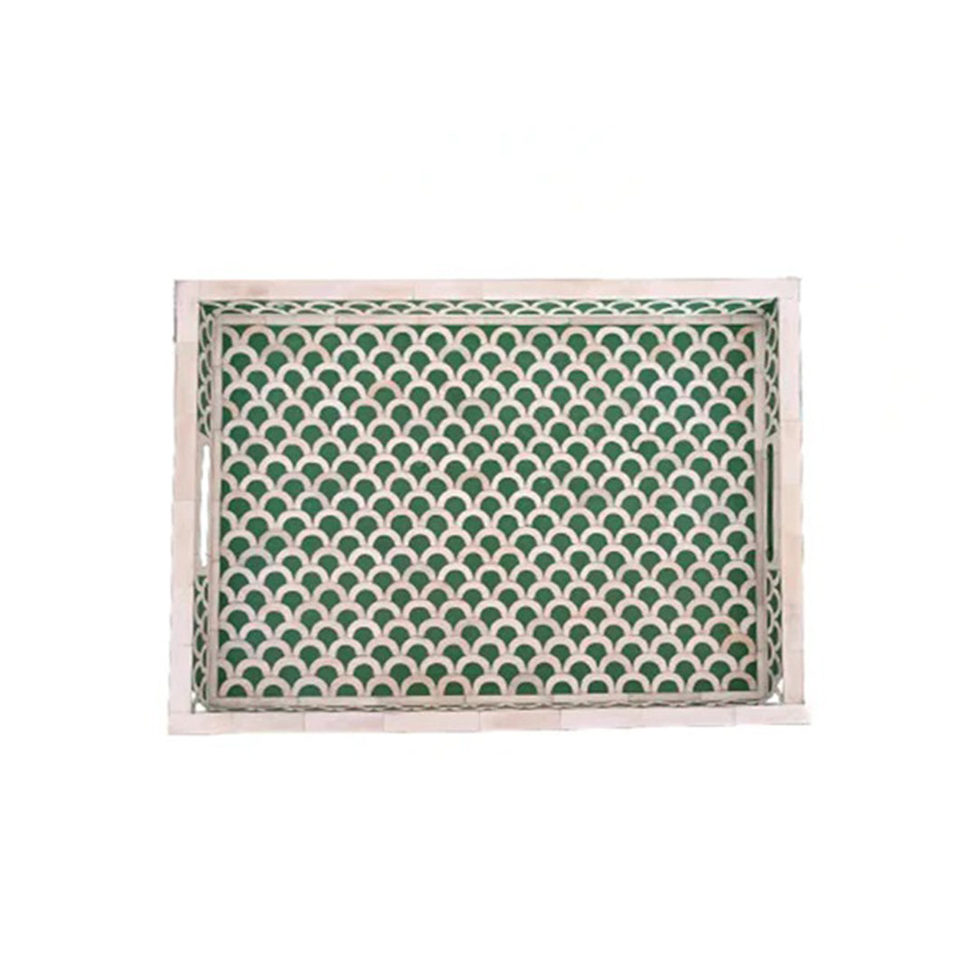 Handmade Customized Bone Inlay rectangular Serving Tray