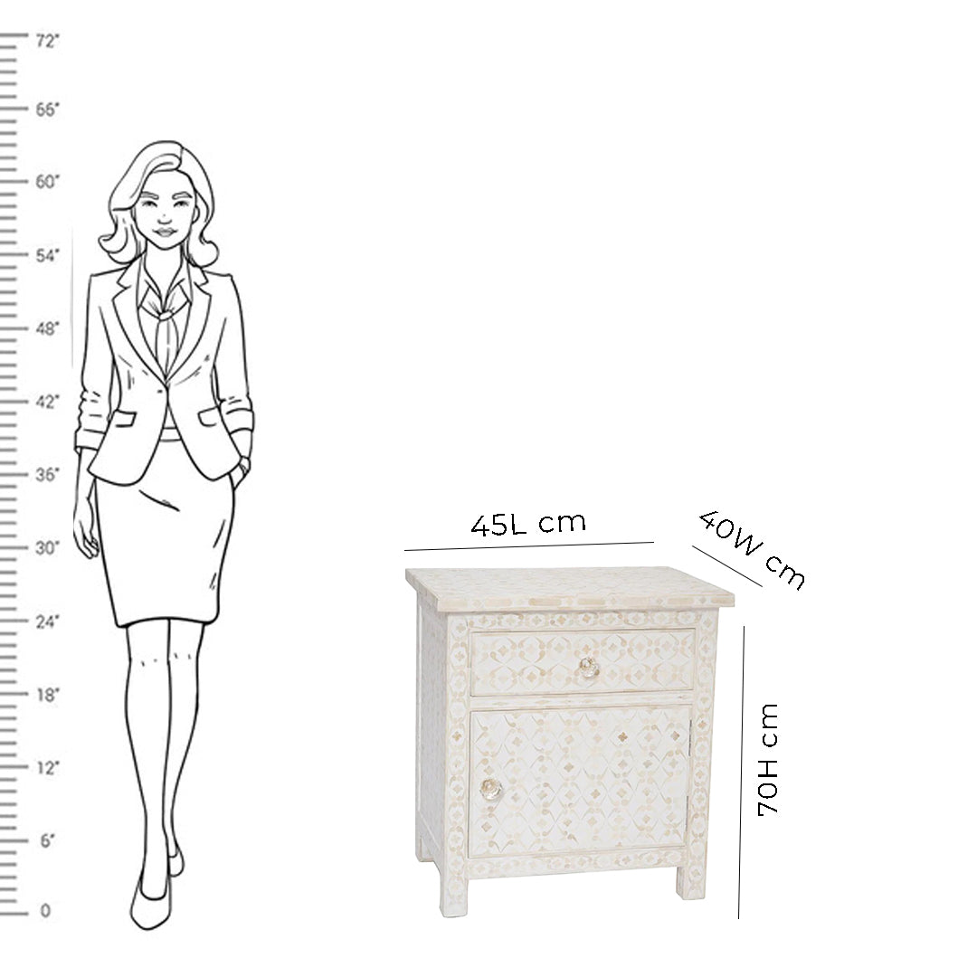 Handmade Customized Bone Inlay Bedside Table