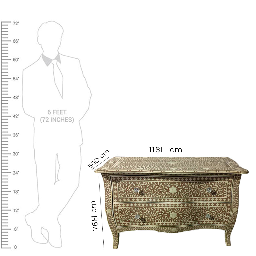 Bone Inlay Chest of 2 Drawers
