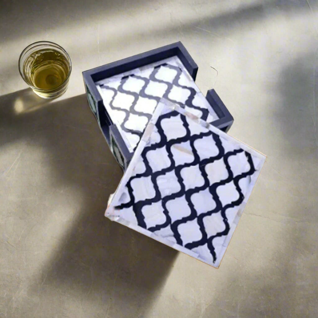 Beautifully Hand Crafted Mother of pearl Coaster Set Perfect gift for loved ones