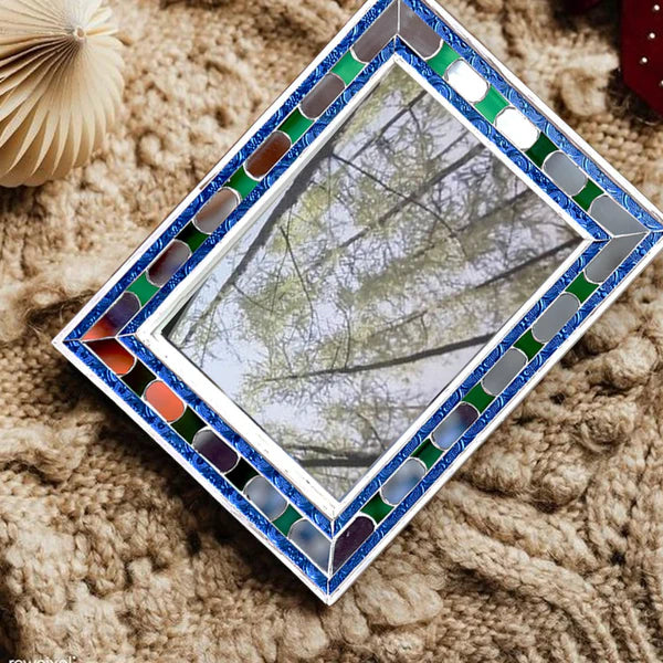 Beautiful Handmade Decorative Rectangle Glass Mirror with Thikri Art Inlay