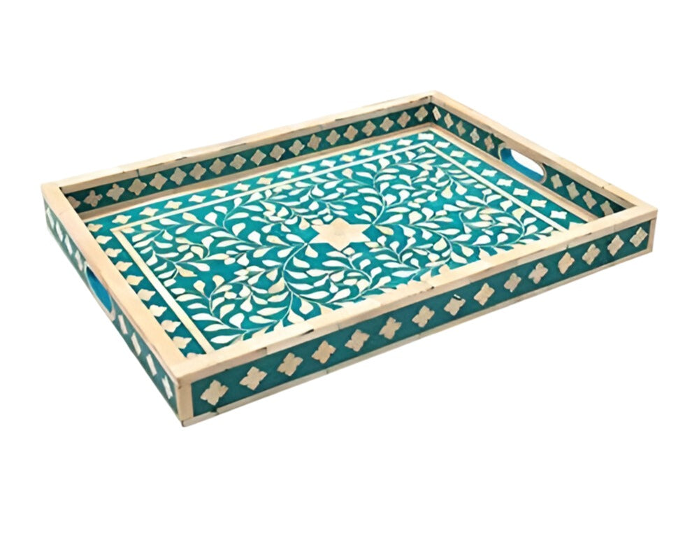 Bone Inlay Tray in Floral pattern Tray Design