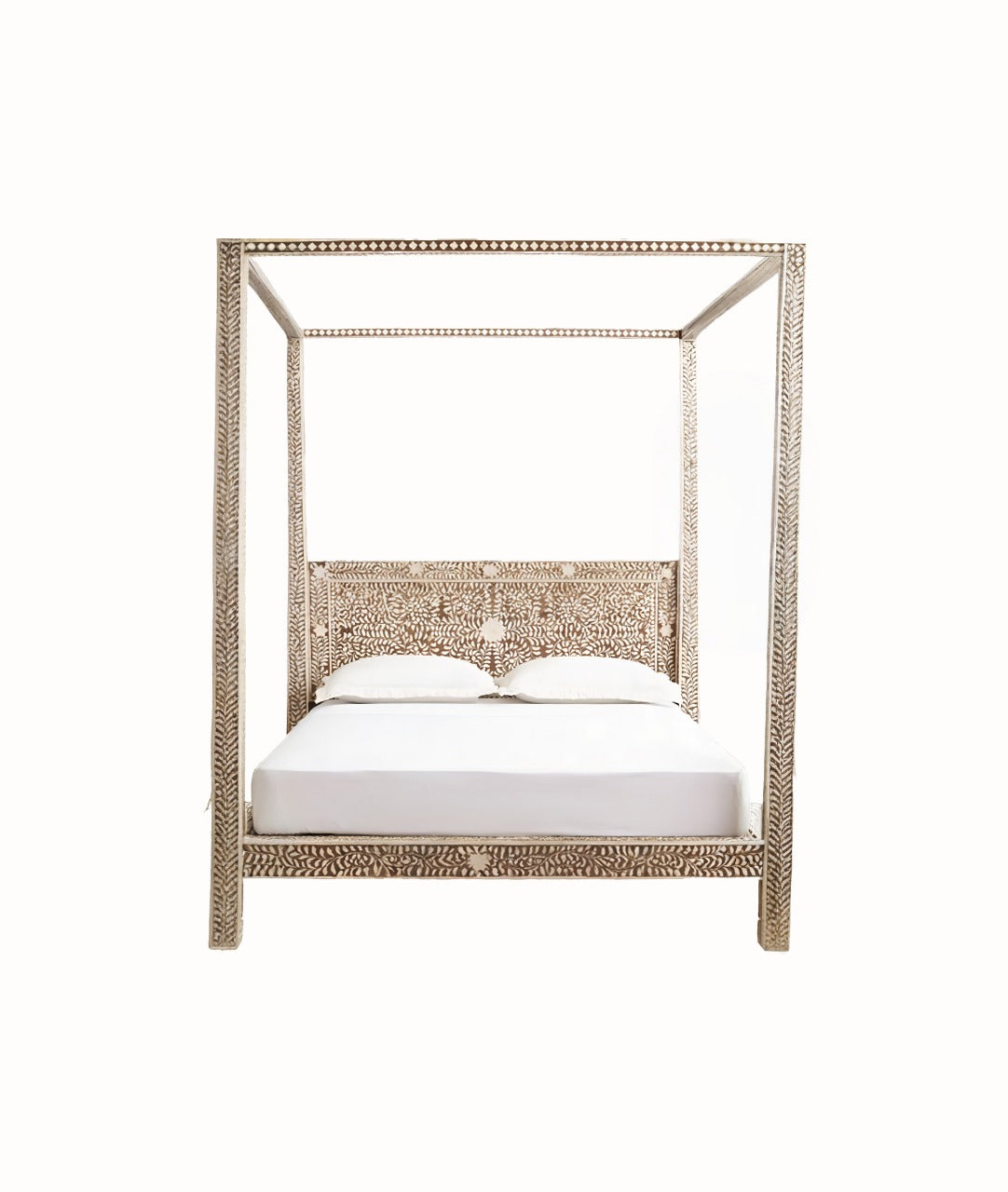 Bone Inlay Four Poster Bed head