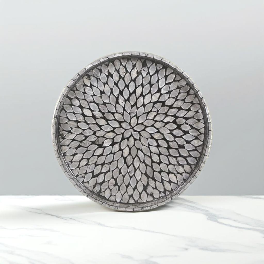 Handcrafted Mother Of Pearl Inlay Tray - Black