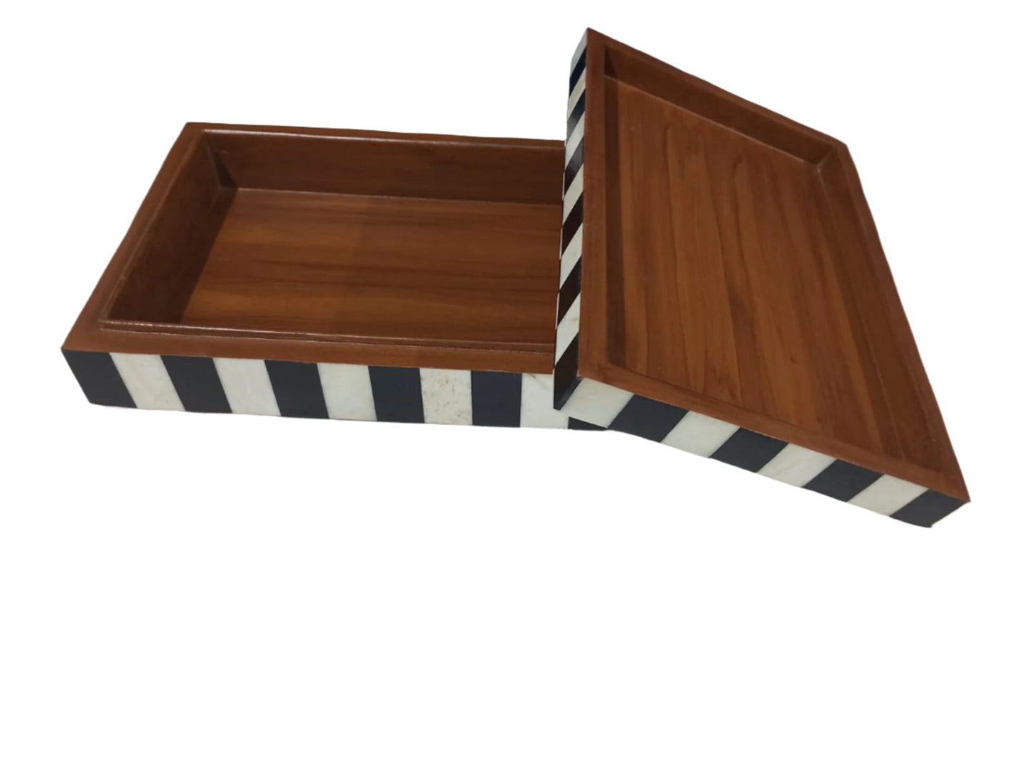 Handmade Black & White Bone Inlay Multipurpose Jewelry Box