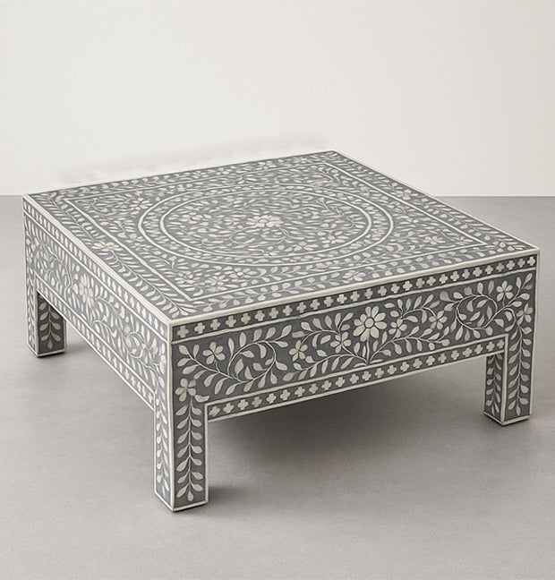 Beautiful Handcrafted Bone Inlay Coffee Table – Grey