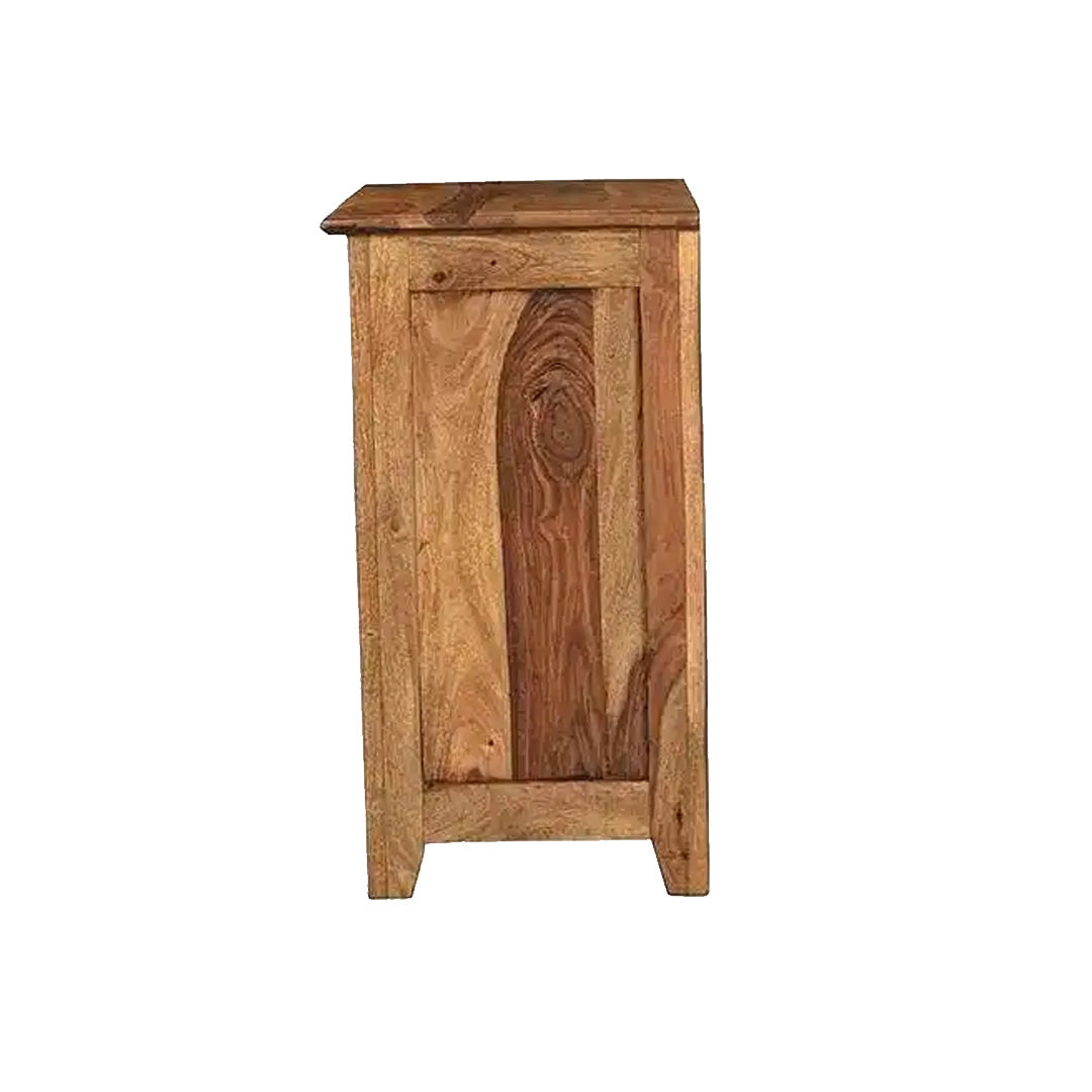 wooden bedside table with one door and one drawer , best for home decor , unique bedside