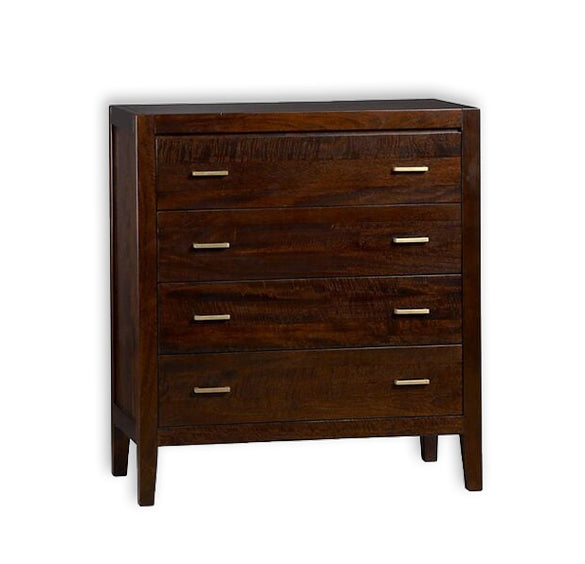 Solid Wood 4-Drawer Chest – Rich Walnut Finish | 46W x 91L x 102H cm