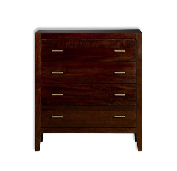 Solid Wood 4-Drawer Chest – Rich Walnut Finish | 46W x 91L x 102H cm