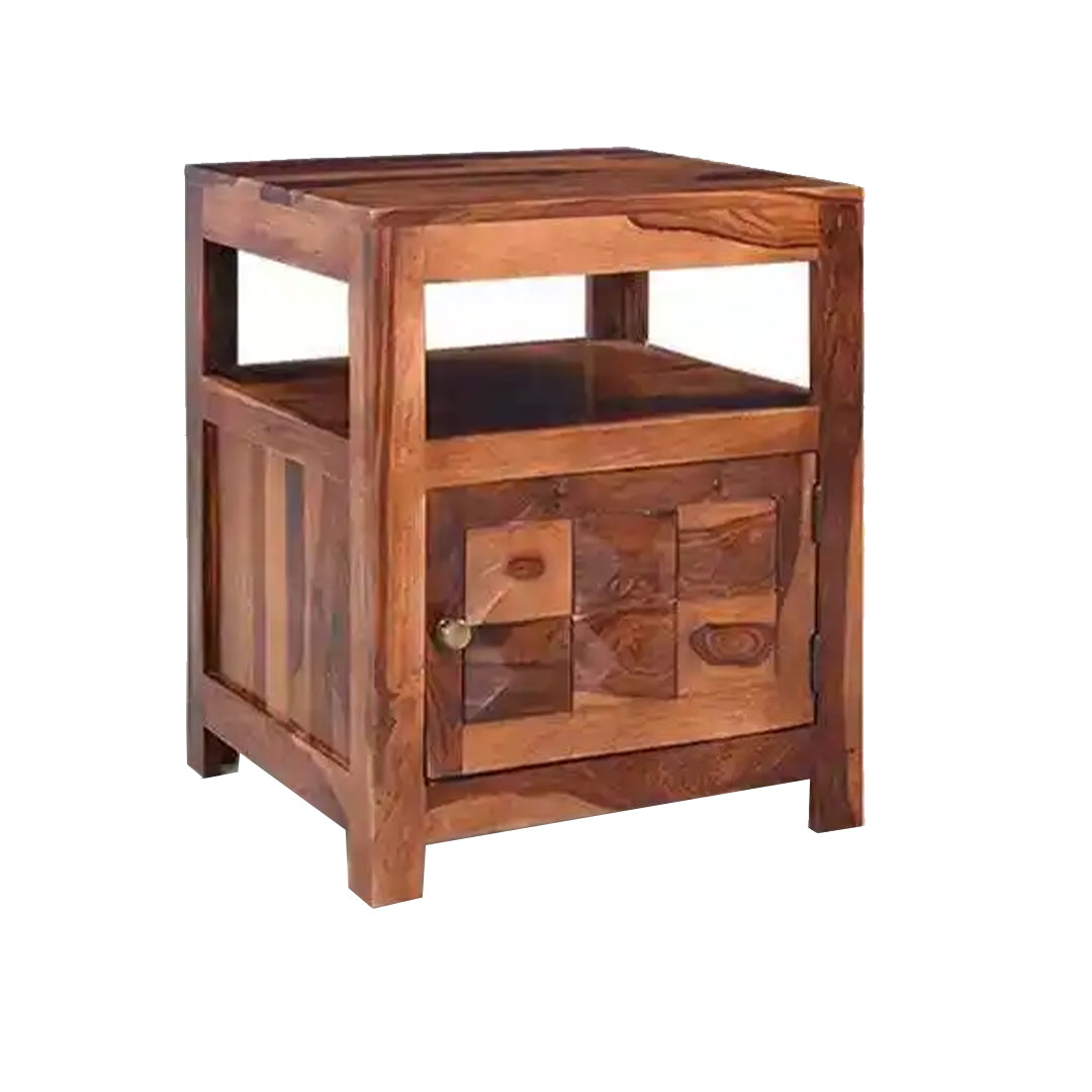 wooden bedside table with one door , best for home decor , unique bedside