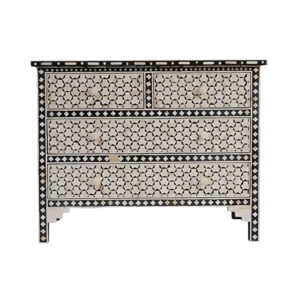 Beautifull Handmade Bone Inlay Chest of 4 drawers, Taruga Pattern