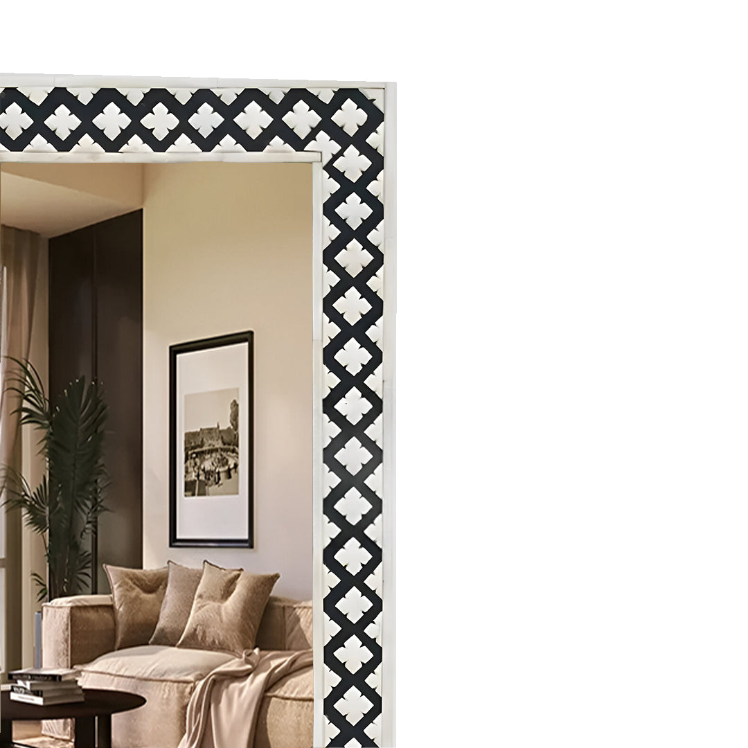 Beautiful Handmade Bone Inlay Mirror Frame Black color