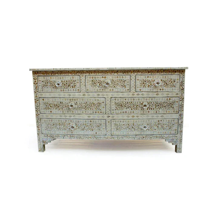 HANDMADE MOTHER OF PEARL INLAY 7 CHEST OF DRAWER