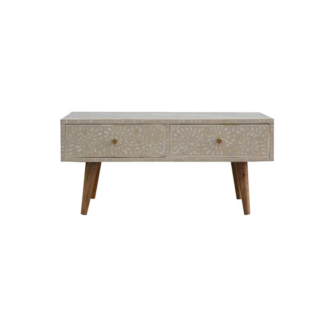 Handmade Bone Inlay Rectangle Coffee Table Customized Center Table