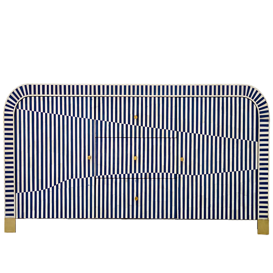 Bone Inlay Curved Sideboard - Blue Stripe
