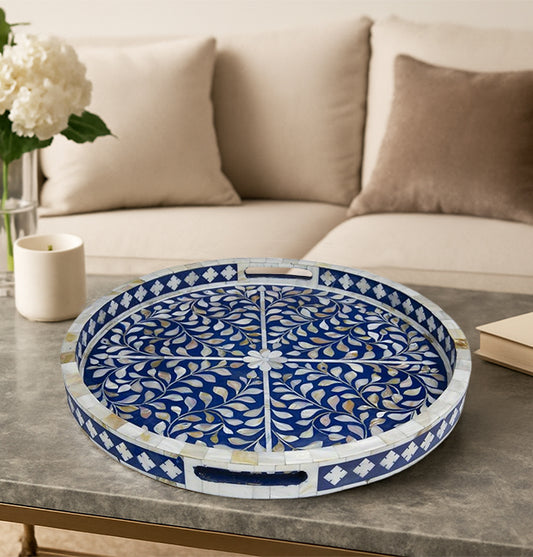 Handmade Customized Mother of Pearl Round Serving Tray