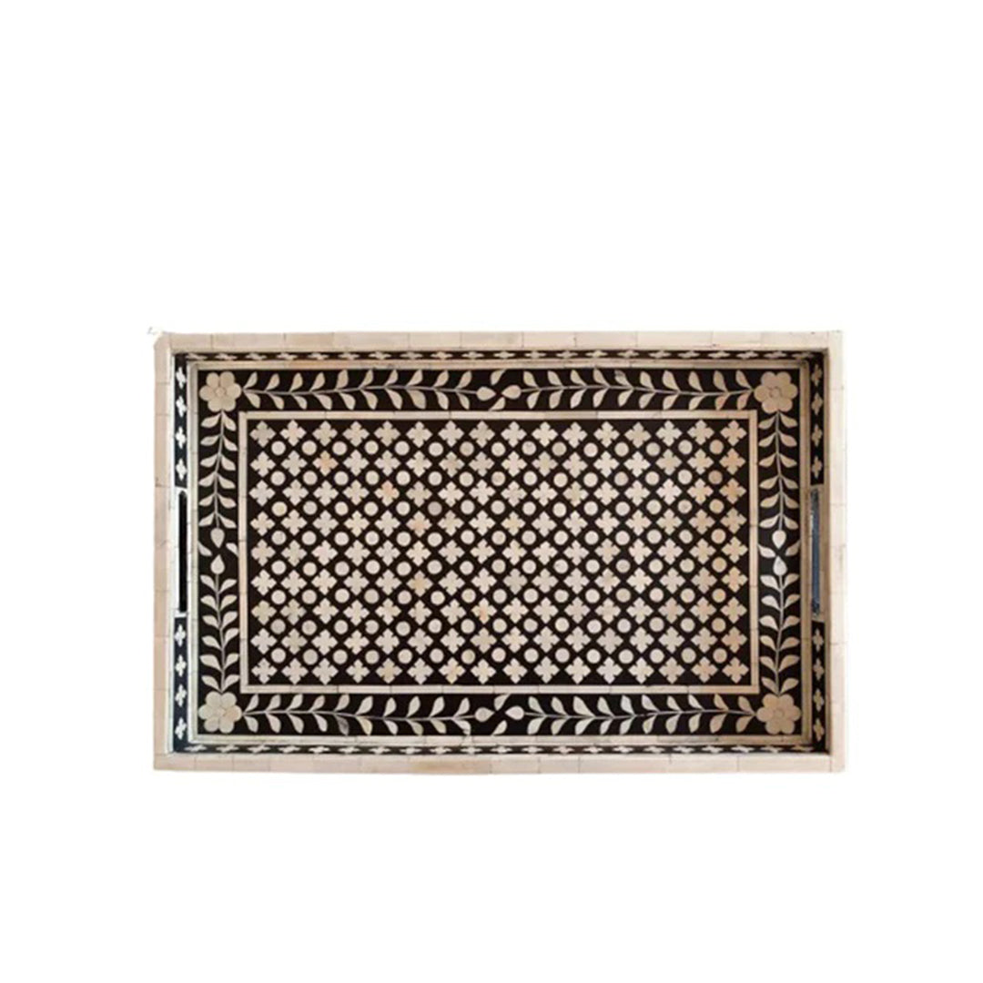 Handmade Customized Bone Inlay Rectangular Serving Tray